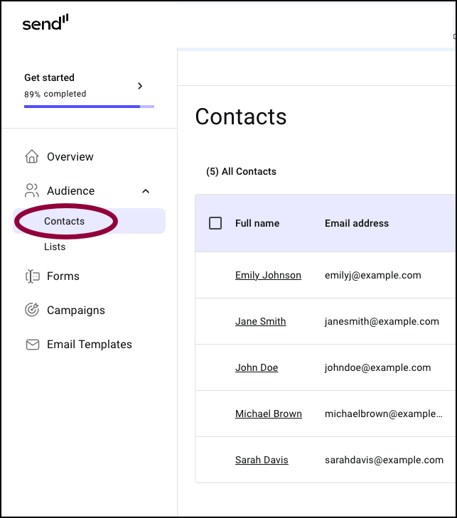 Remove a contact 5 Click contacts