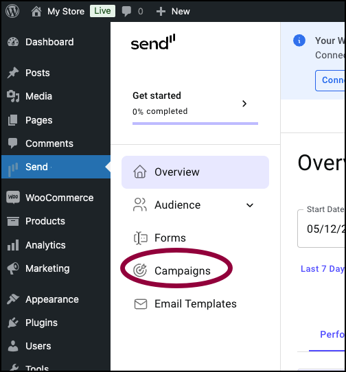 Create a campaign using a template 3 Click the campagins tabn 1