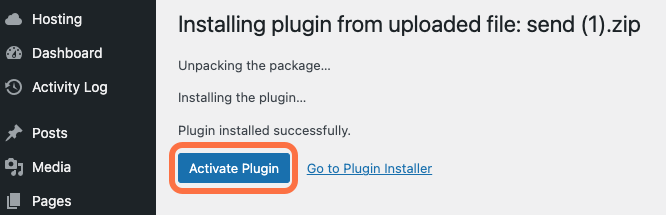 Install and Activate Send 7 activate plugin