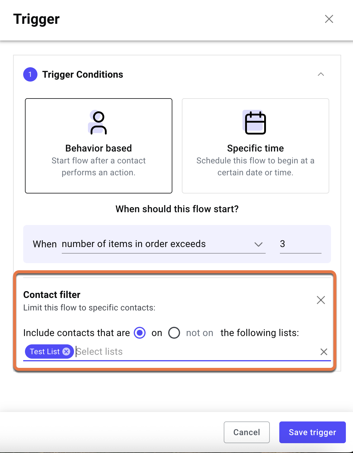 Create a workflow from scratch 15 contact filter