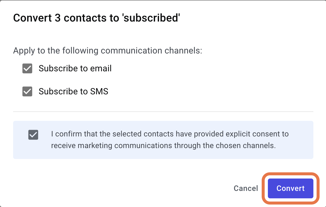 Subscribe and unsubscribe contacts 21 convert to subscribed