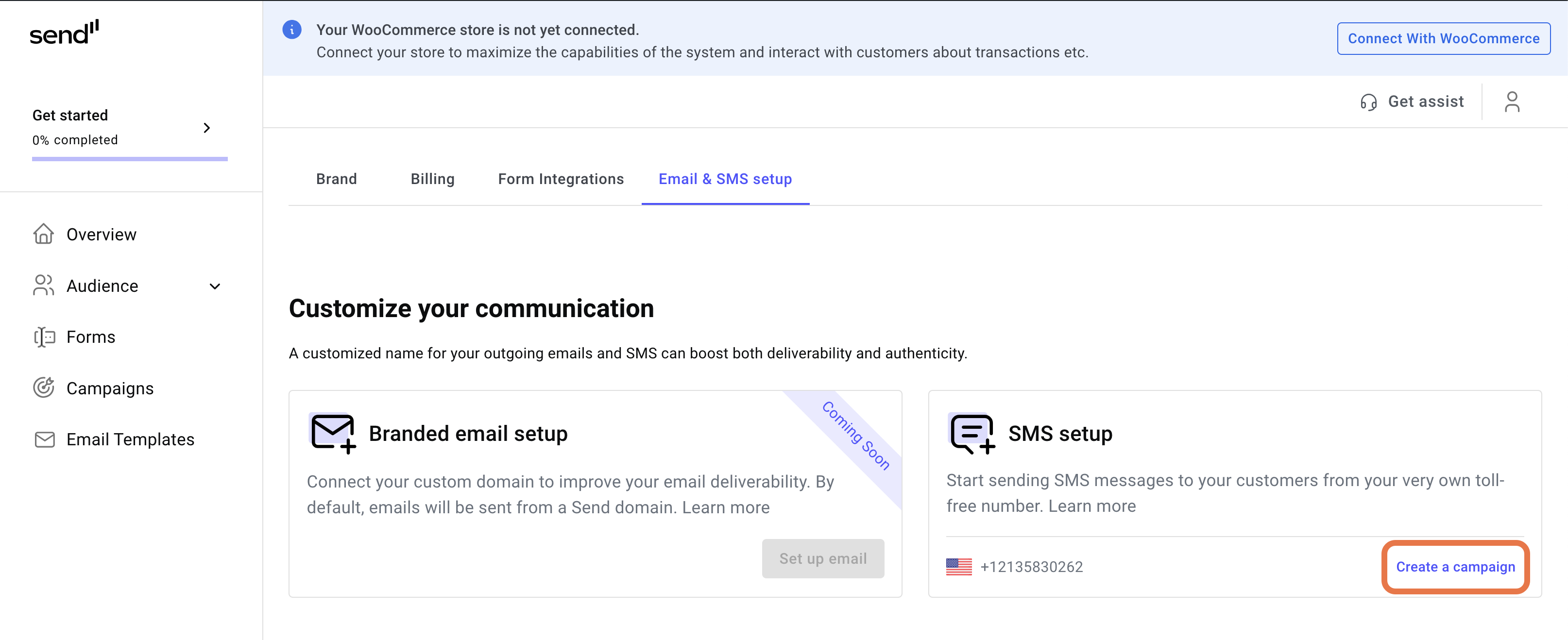 Set up a number for SMS campaigns 7 create a campaign