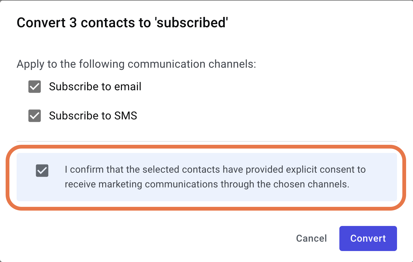 Subscribe and unsubscribe contacts 19 subscribe to emailsms