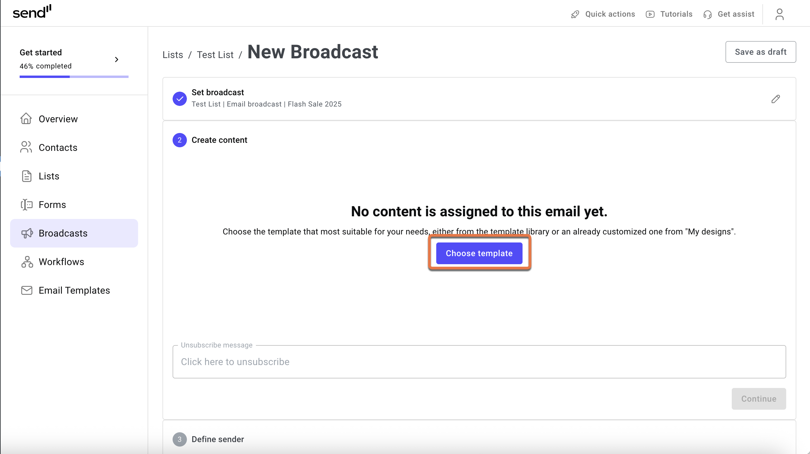 Create a Broadcast 10 choose